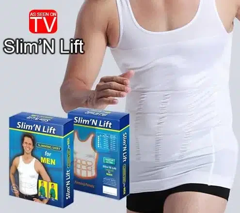 Débardeurs Gainant Slim N Lift Hommes – Blanc – Noir Disponible