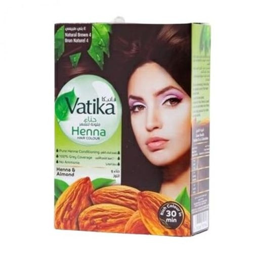 Vatika Henna Coloration Cheveux Amande Marron Naturel Pack de 6x10g