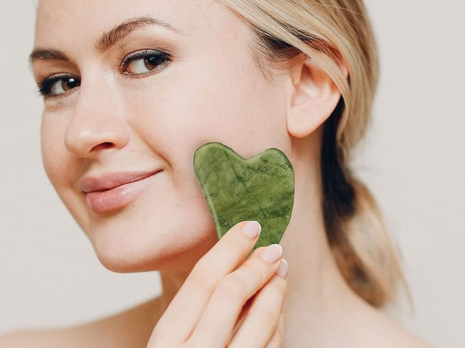 Rouleau de massage en pierre naturelle Gua Sha, accessoire de soins pour le visage, le cou, les points d’acupuncture et les yeux