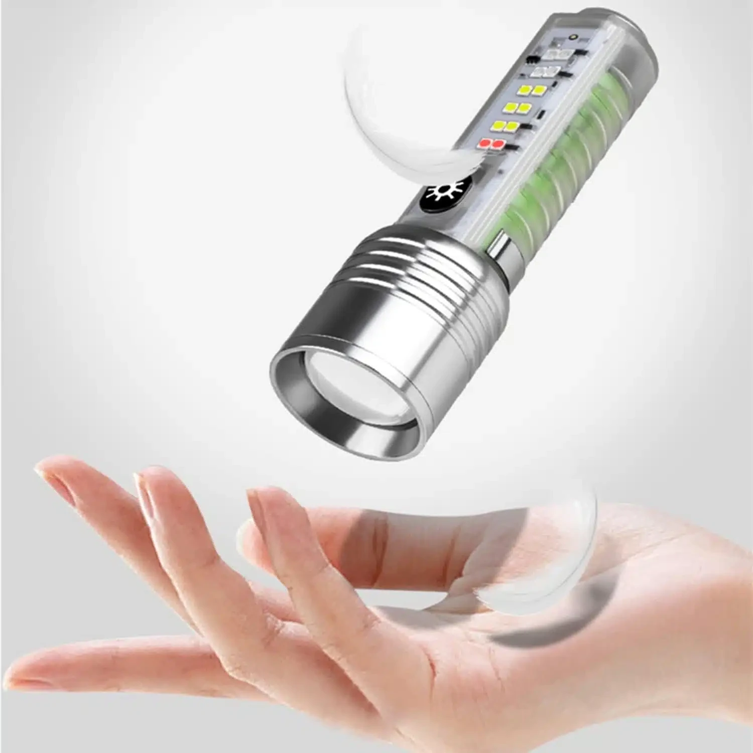 Lampe de poche rechargeable haute luminosité tactique puissante,8 modes, zoomable, étanche