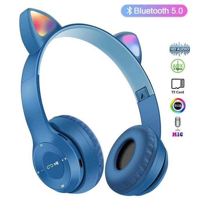 Casque Bluetooth Oreilles de Chat P47M avec Jeu de Lumière