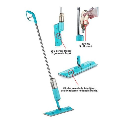 Balai serpillère Avec Réservoir de vaporisation – rotatif 360°