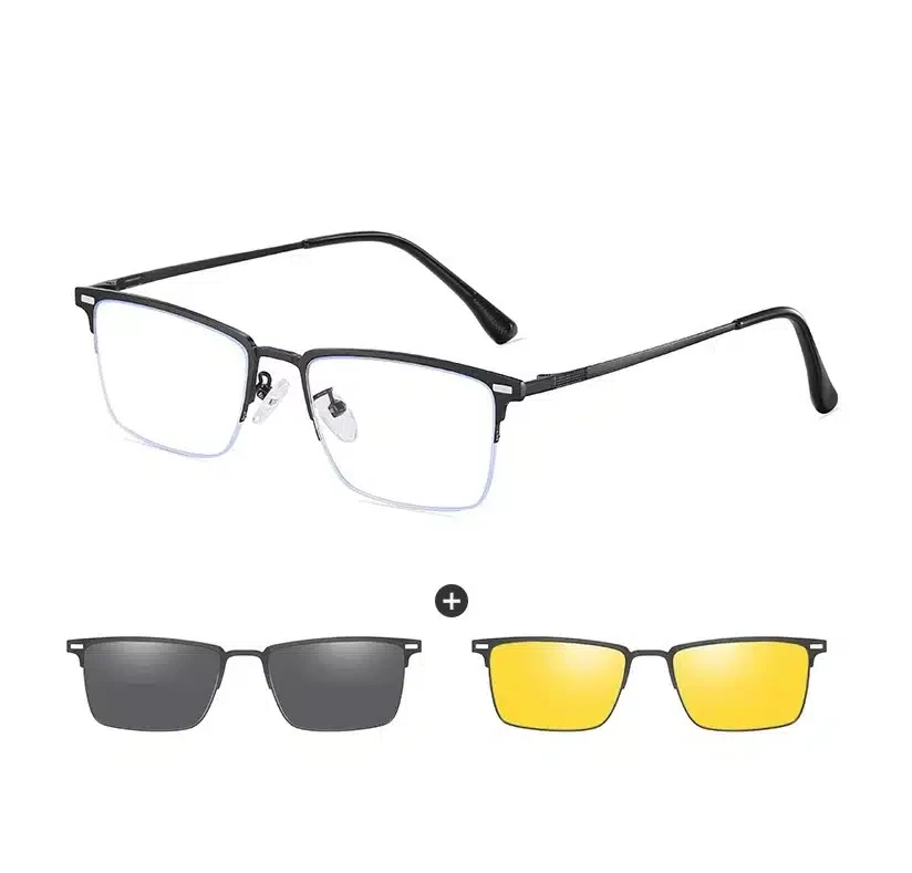 Lunettes de soleil magnétiques classiques Demi Cadre verres polarisés, lunettes de soleil de haute qualité avec etui