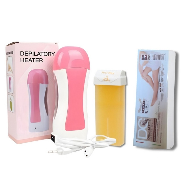 Kit Épilation Appareil Chauffe Cire & Roll-On Miel & Bandes