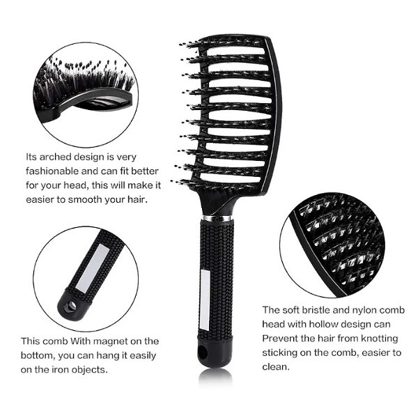 Brosse Poils de Sanglier & Nylon - Démêlage Antistatique & Massage Cuir Chevelu