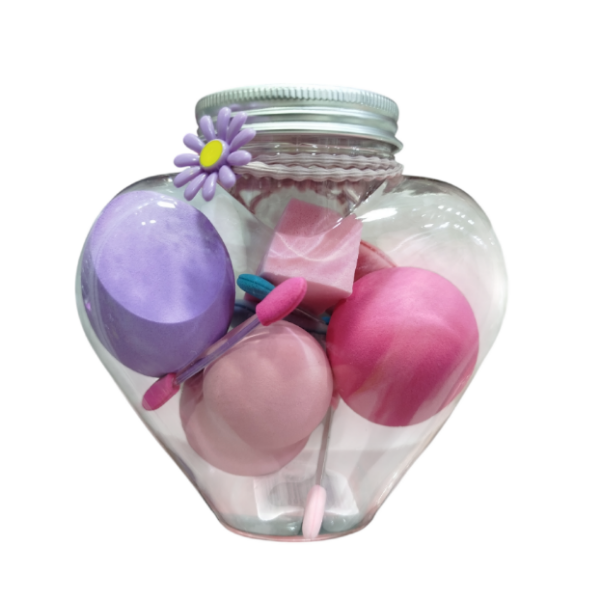 Lot de 9 Eponges de Maquillage Boîte Cœur