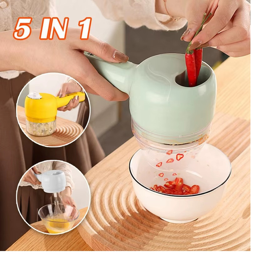 Coupe-légumes électrique multifonction 3 en 1, batteur à œufs, robot culinaire, hachoir, mélangeur à pression, blanc