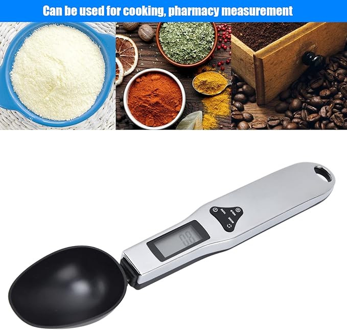 Balance à Cuillère Numérique de Cuisine Multifonctions avec écran LCD en Noir