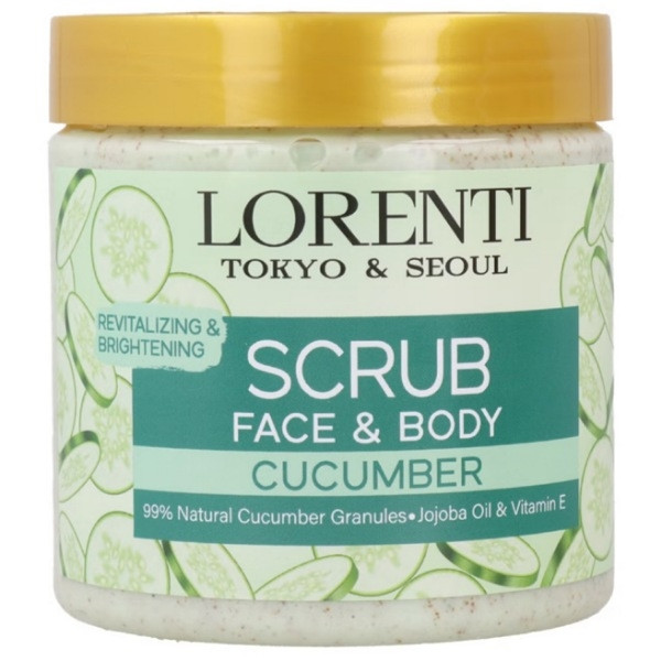 LORENTI Scrub Visage & Corps Concombre 500ml – Revitalisant & Éclat Naturel