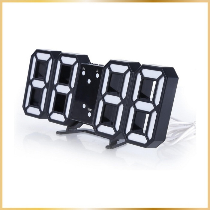 Horloge Digitale LED 3D – Affichage Heure, Température & Alarme