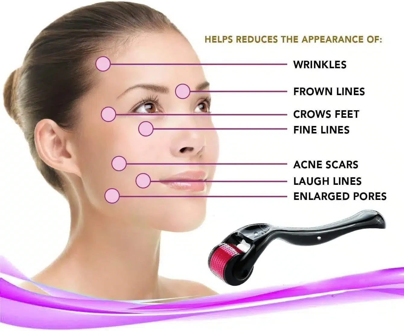 Pack 3 Derma Roller 540 aiguilles en alliage de titane pour la peau,Cheuveux et Barbe