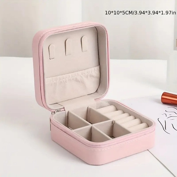 Boîte à Bijoux Cuir PU Luxe Portable Rangement Anneaux & Colliers & Boucles