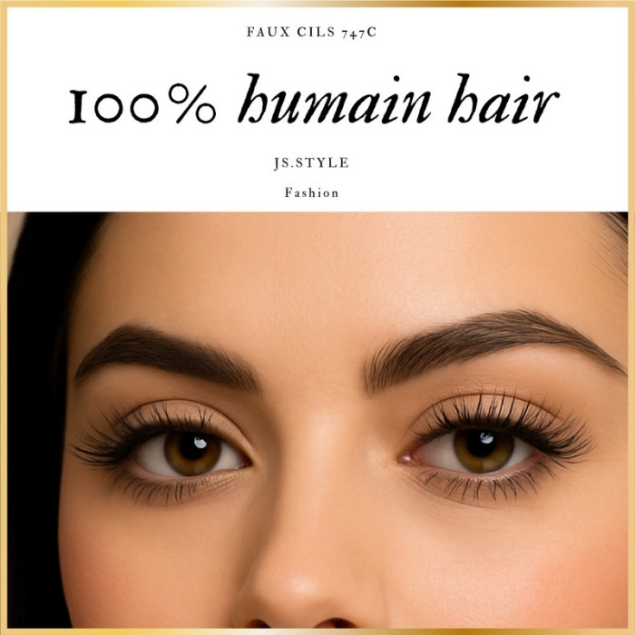 Faux Cils 747 C JS.Style – 100% Cheveux Humains – Effet Naturel