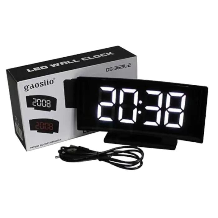 Horloge Électronique De Bureau DS-3621L-2 Avec Écran Incurvé, Affichage De L’Heure, Date, Température Et Réveil