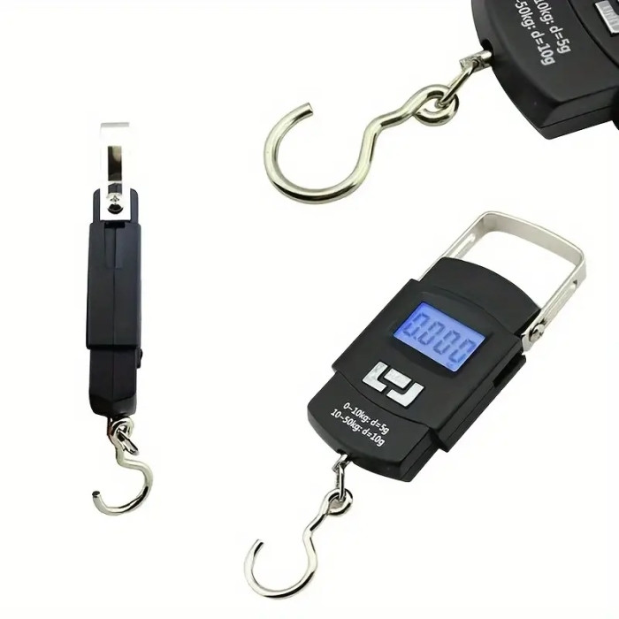Balance Électronique Portable WH-A08 50 Kg – Pèse Bagages, Colis Et Provisions Avec Écran LCD Rétroéclairé, Fonction Tare Et Crochet En Acier Inoxydable