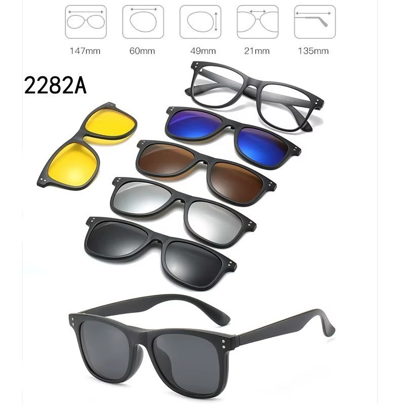 Lunettes 6 En 1 – Monture et 5 Appliques Polarisées Réf 2282A