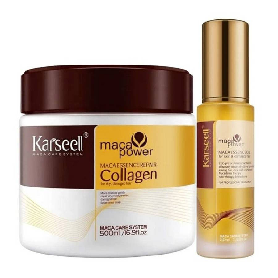 Kit complet Karseell – Masque collagène 500 ml & huile réparatrice