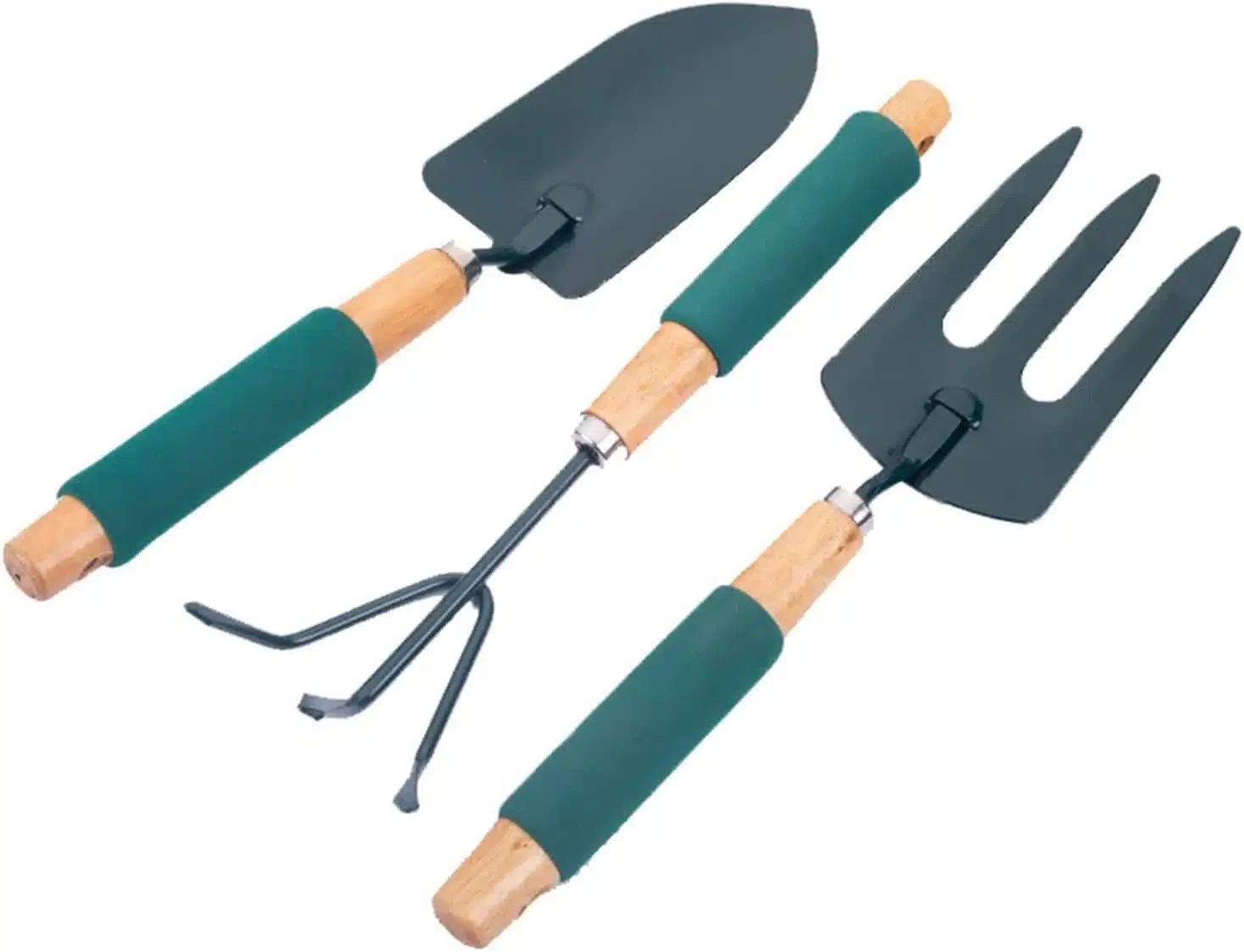 Lot de 3 outils de jardinage miniatures à main avec manche en bois