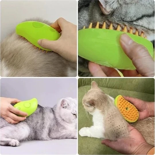 Brosse Vapeur 3-en-1 pour Chats – Massage, Démêlage et Toilettage