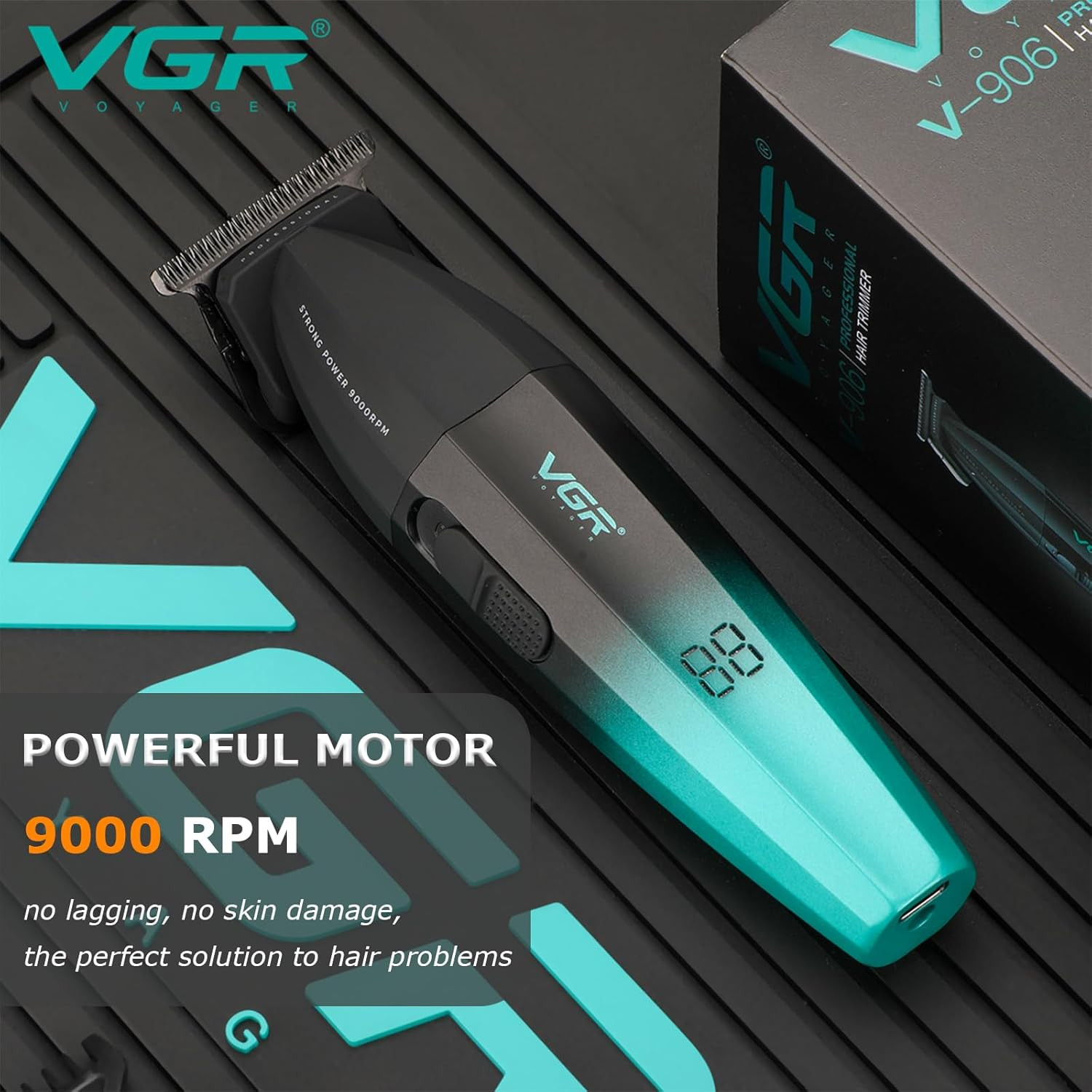 Tondeuse à cheveux professionnelle , 9 000 tr/min, sans espace, pour homme, lame en T, rechargeable VGR V906 Salon de coiffure