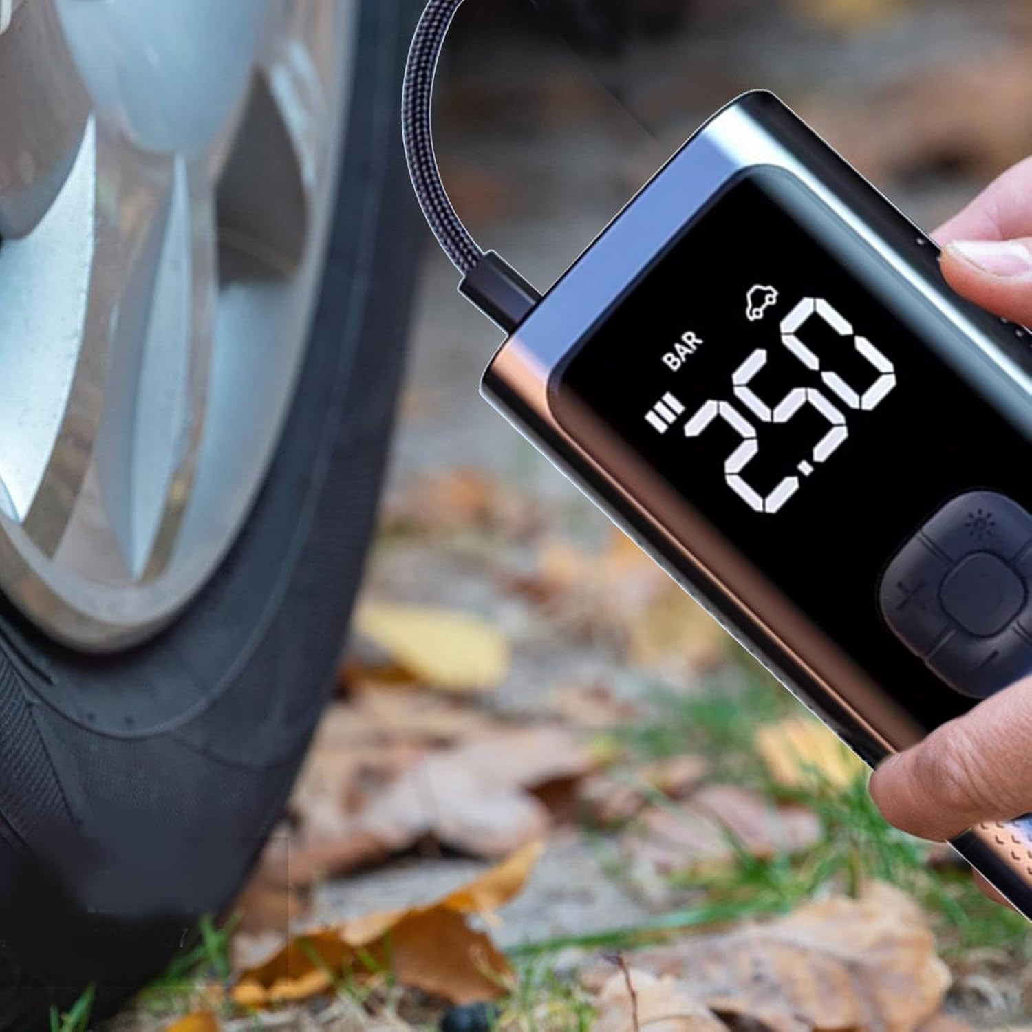Compresseur d’air électrique portable avec écran LCD, gonfleur de voiture, pompe aste, batterie 4500mAh, 3-150PSI