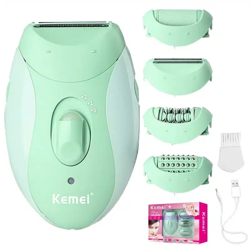 Kemei – Épilateur électrique 4 en 1 pour femme rechargeable par USB, rasage, épilation, massage, pédicure KM-6037