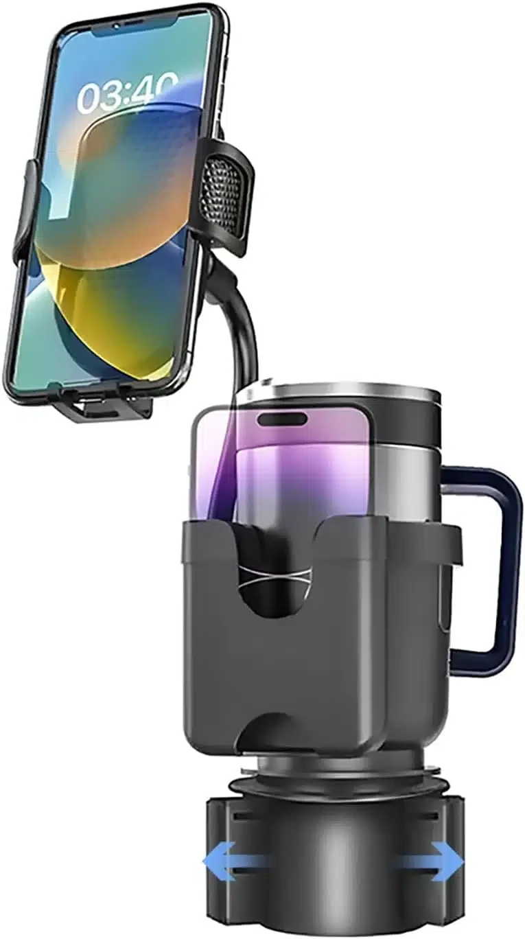Porte-gobelet de voiture extensible avec support de téléphone 3 en 1