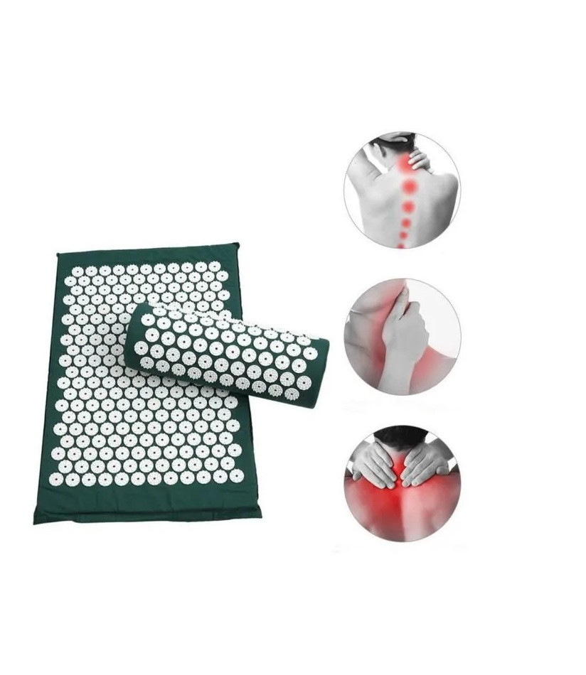 Tapis Acupression, Kit D’acupression pour le Cou et le Dos, Tapis de Fleurs Acupression pour Une Détente et un Massage Bienfaisants Vert