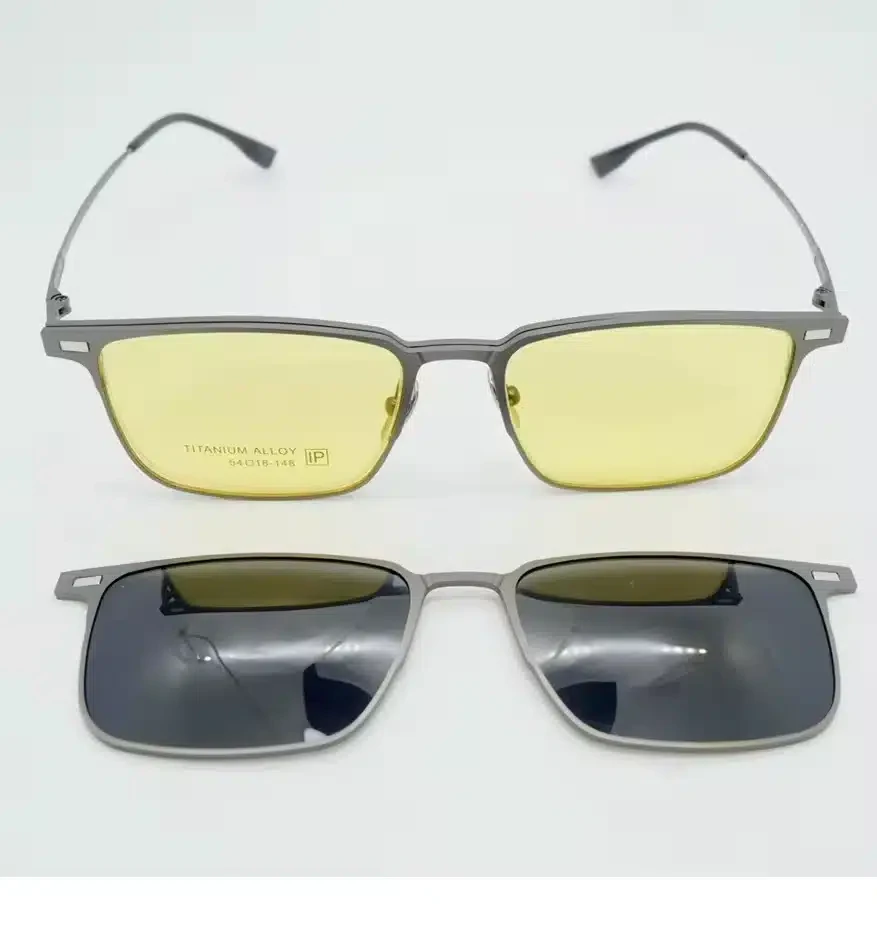 Lunettes de Soleil Optique Magnétiques en Alliage de Titane pour Unisexe Demi Cadre