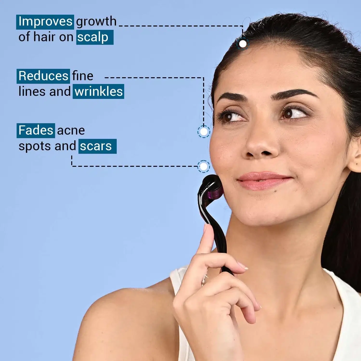 Derma Roller 540 aiguilles en alliage de titane pour la peau,Cheuveux et Barbe 1 mm