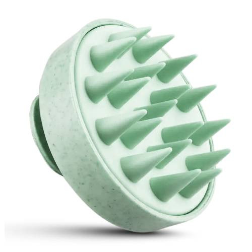 Brosse de massage capillaire en silicone verte