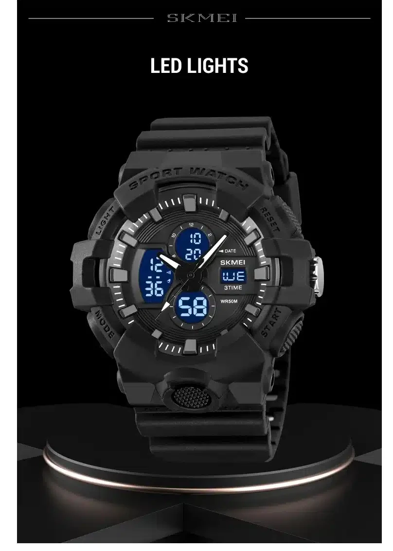 Montres électroniques numériques – Grand double affichage – Étanche – Montre tactique de l’armée pour homme