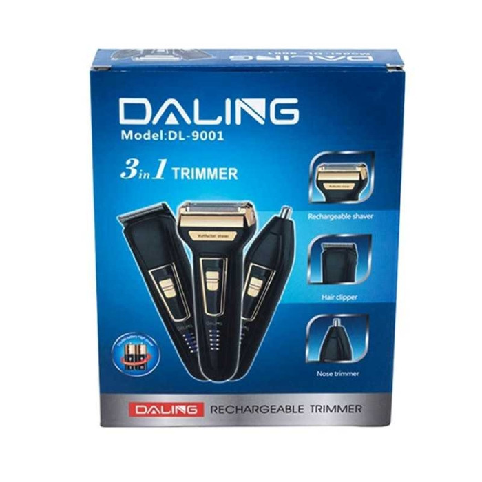 Tondeuse Rechargeable 3 En 1 DALING DL-9001 – Rasoir Électrique, Coupe-Cheveux Et Nez/Oreilles Sans Fil