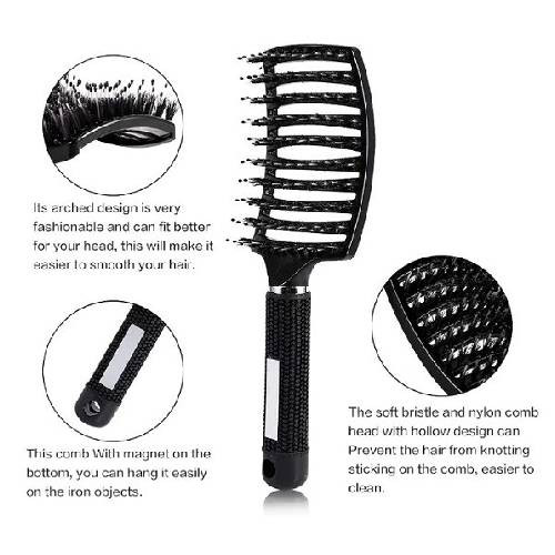 Brosse démêlante antistatique poils de sanglier & nylon