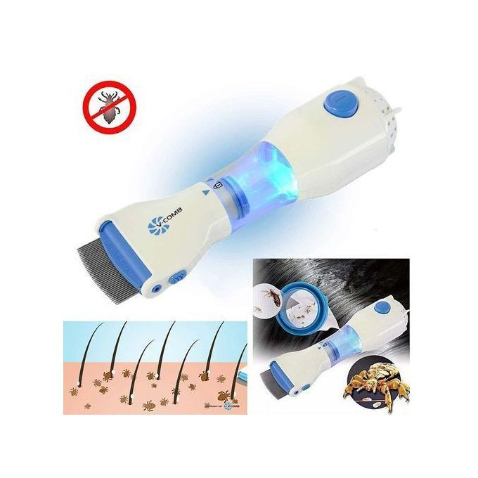 Comb Peigne Anti-Poux Électrique V-Comb – 4 Filtres – Blanc