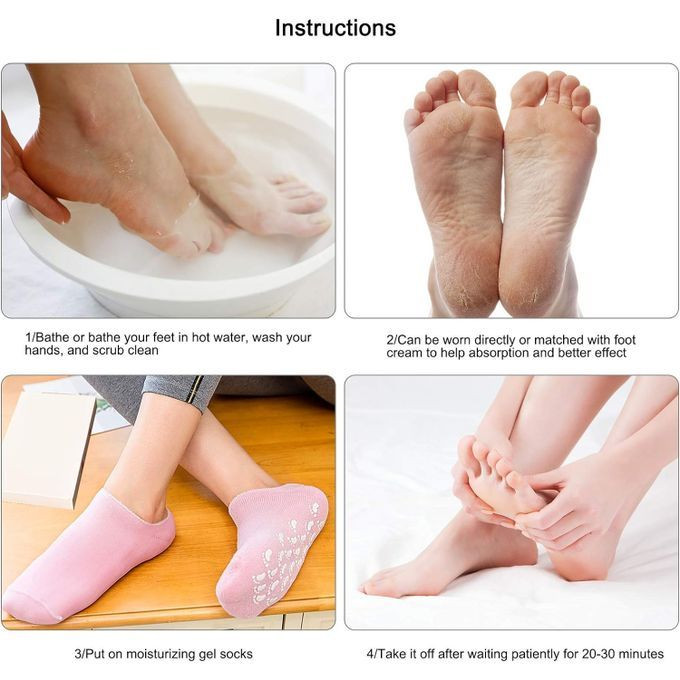 Chaussettes de gel de spa en silicone,soin des pieds, hydratant,protection de la peau fissurée