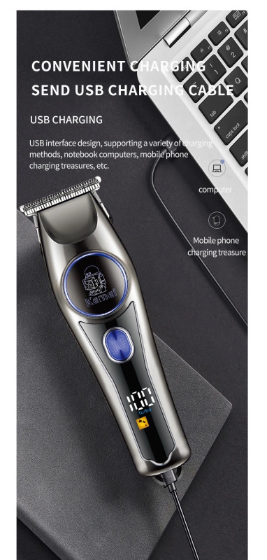 Kemei Tondeuse à cheveux et à barbes professionnel électrique pour hommes