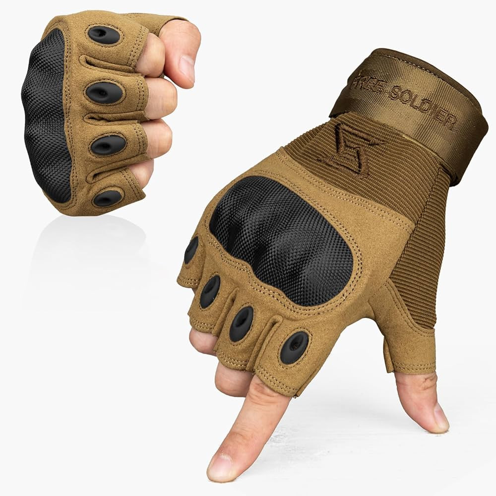 Gants Tactique Demi-Doigts Hommes Femmes, Gants Vélo Respirant Anti-Choc pour Moto Escalade Chasse Randonnée Autres Sports Scooter
