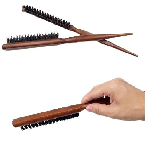 Brosse en bois naturelle professionnelle à poils de sanglier