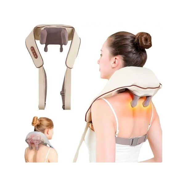 Masseur de cou chauffant, sans fil, pour le cou et les épaules