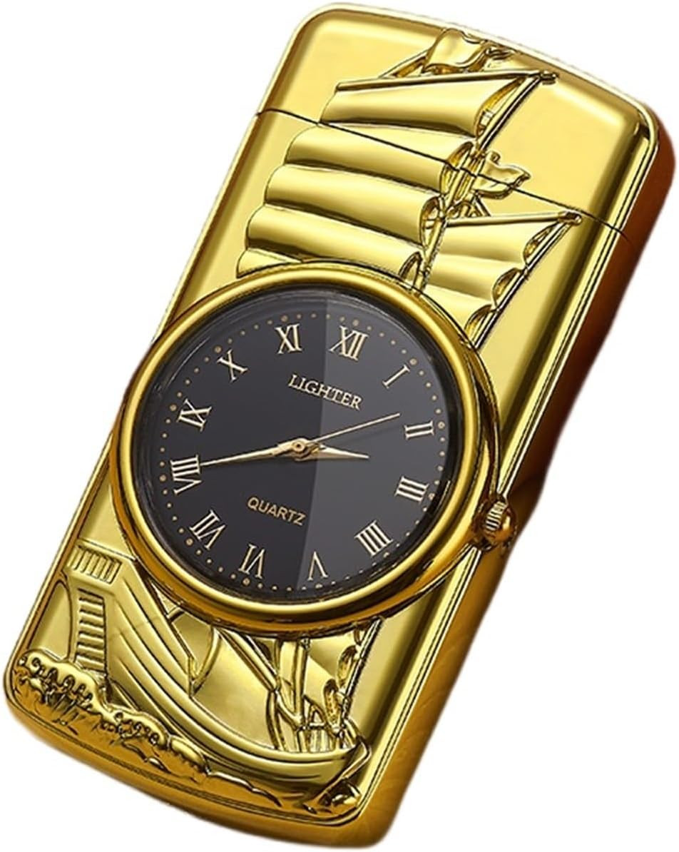 Allume-cigare de montre briquet coupe-vent, montre, flamme bleue, torche coupe-vent- Motif Aléatoire