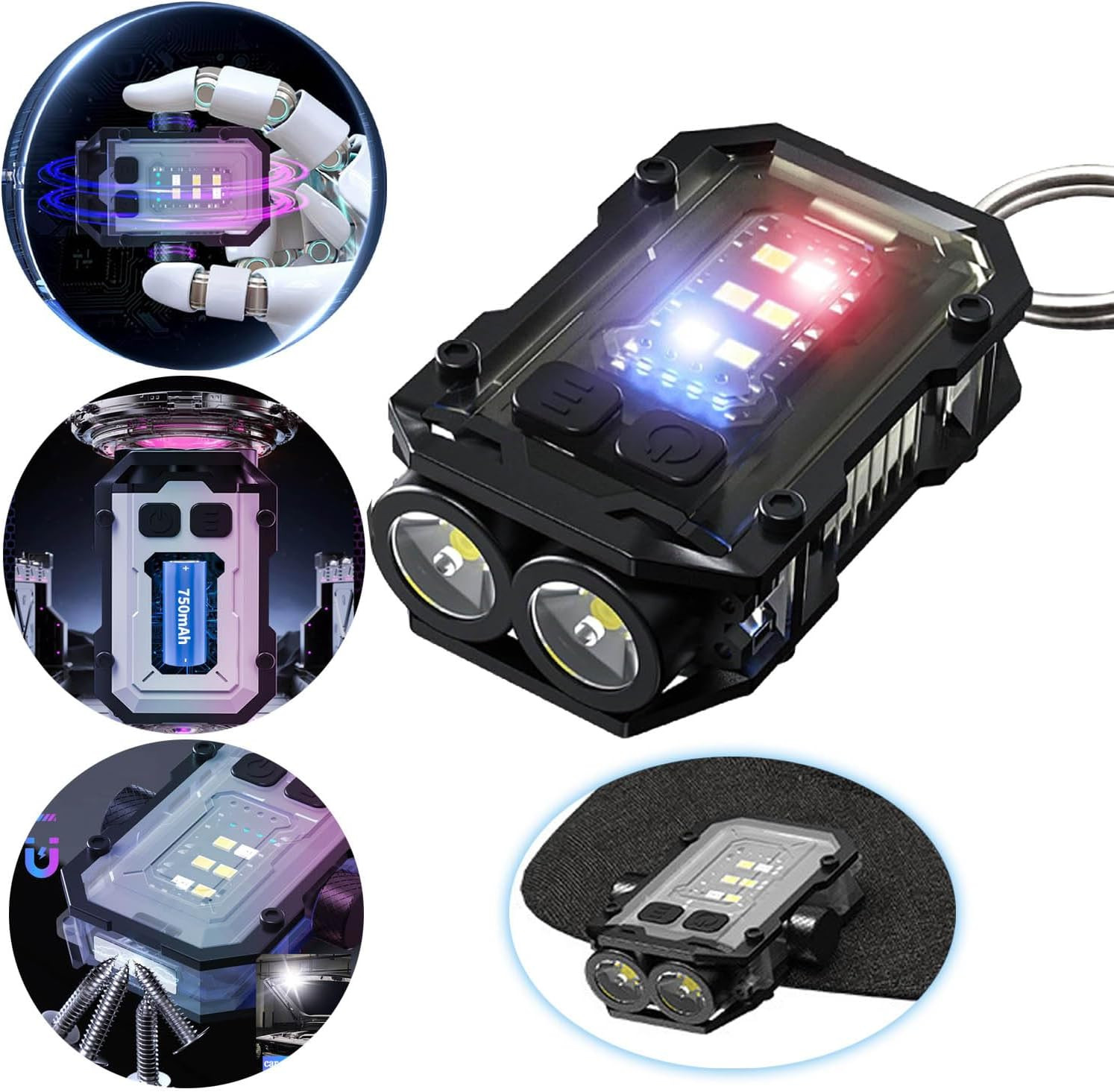 Mini lampe de poche porte-clés portable Fidget Spinner, magnétique,