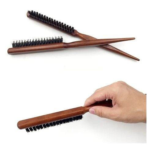 Brosse Professionnelle en Bois Naturel avec Picots Antistatiques