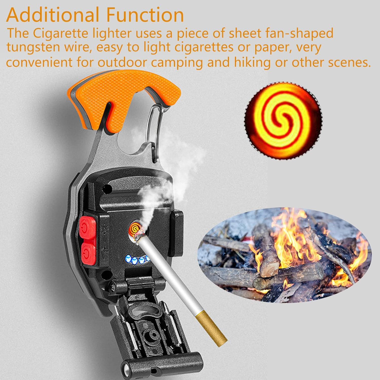 Lampe de poche multifonction,Porte-clés rechargeable, 500 lumens, 7 modes d’éclairage avec briquet électrique,