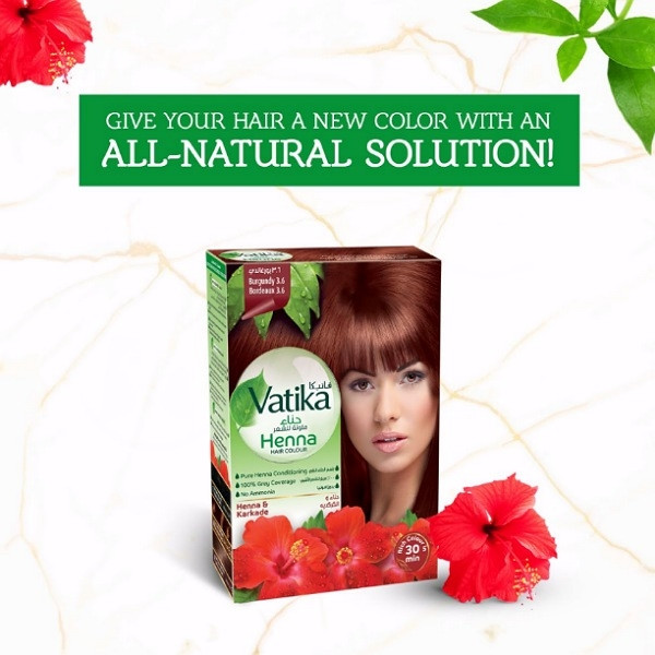 Vatika Henna Coloration Cheveux karkadè Bordeaux 3.6 Pack de 6x10g
