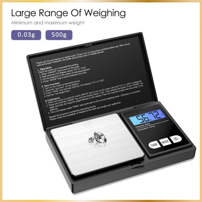 Balance de Précision Numérique 0.1g à 500g Pour Bijoux, Cuisine, Poudres, Herbes