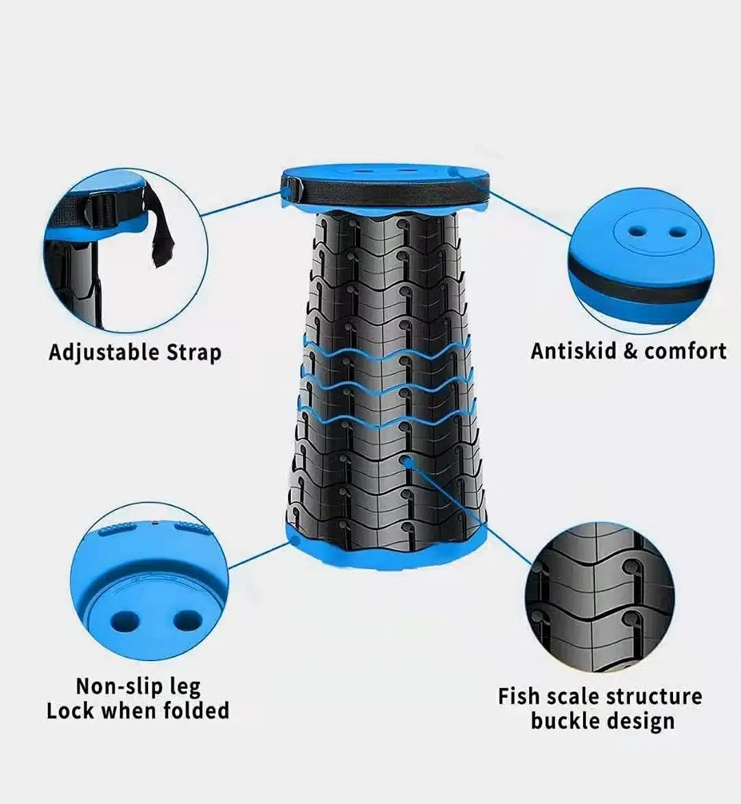 Tabouret télescopique pour Camping, Voyage, pêche, Plage-Bleu