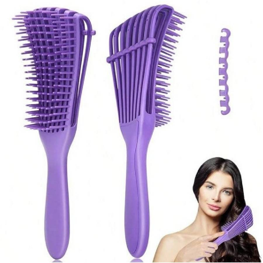 Brosse démêlante flexible pour cheveux bouclés violette